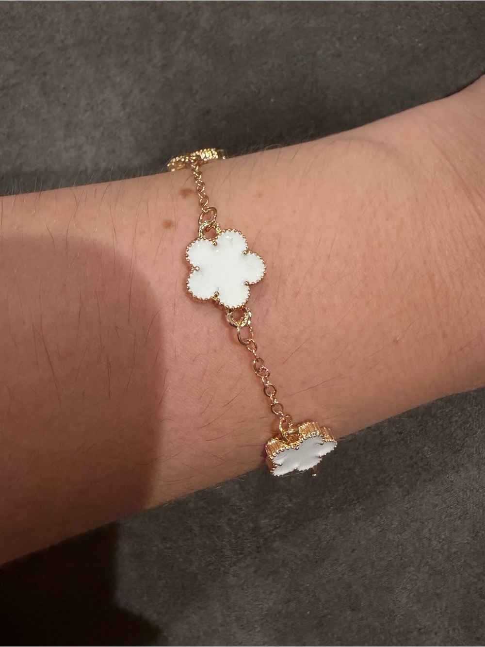 Kohl's Gold Chain Bracelet with White Clover Charms